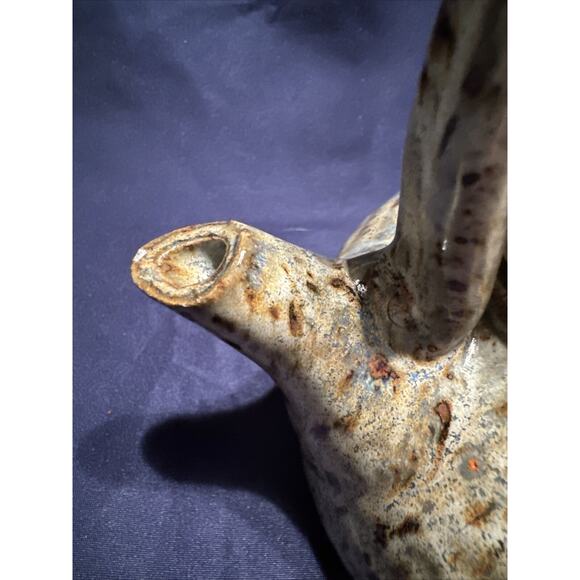 Paseo Collin Rosebrook Stoneware Pitcher Pottery w/ Lid Tan & Blue Oklahoma - Picture 3 of 9